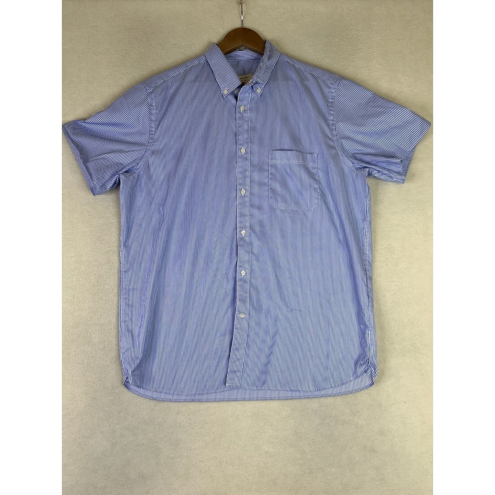 Emidio Tucci Shirt Men's XL 5 Blue Button Up Short Sleeve Cotton Casual